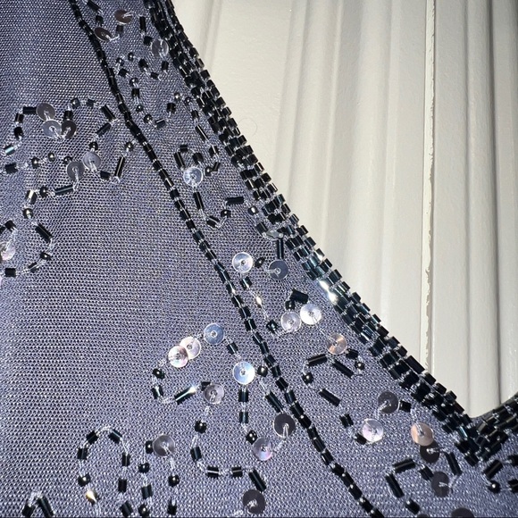 Adrianna Papell Size 10 Beaded Sleeveless Formal Gown w/ Sheer Overlay. Unique - Picture 9 of 11